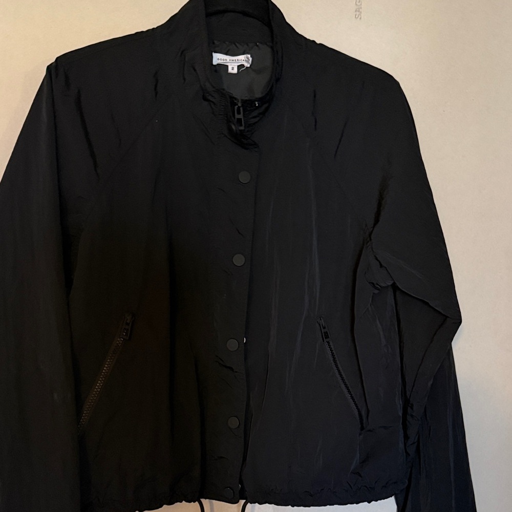 Good American Essential Nylon Track / Black Jacket / Size 1 small